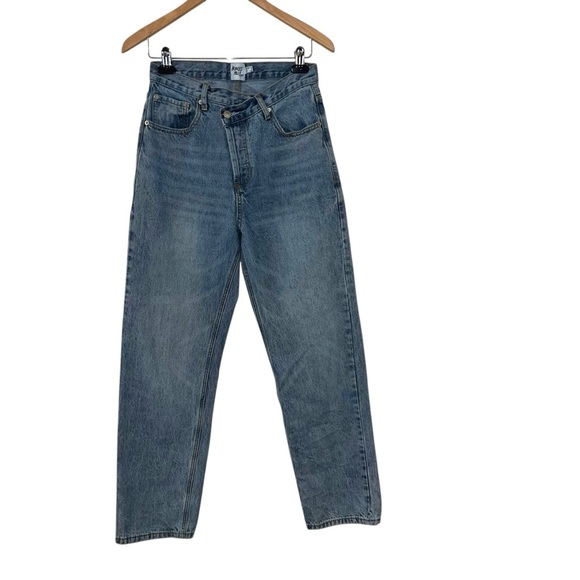 Princess Polly Holly Asymmetric Crossover Waist Rigid Straight Leg Jeans - Picture 2 of 12